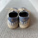 Liz Claiborne  Blue White Chambray Stripe Espadrille Platform Sneakers Size 8.5 Photo 4