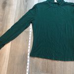 Dark Green Casual Womens Long Sleeve Mock Neck Fitted Stretch Shirt Size Medium Photo 5