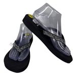 Yellow Box  Rhinestone Flip Flop Sandal 9 Black Leather Upper New Photo 0