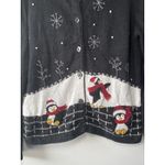 White Stag  Women's Vintage Knit Cardigan‎ Winter Penguin Snowflakes Black Sz Med Photo 1