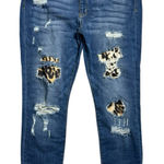 Judy Blue Jeans 1X Blue Skinny Fit Leopard Cheetah Patch Distressed JB8265MD Photo 0