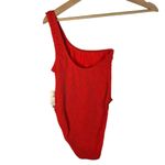 Good American  Always Fits One Shoulder Bright Poppy Textured One Piece Swimsuit Photo 3