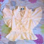 Bebe NWOT Lace Ruffle Babydoll Western Blouse Size Small Baby Pink Photo 0
