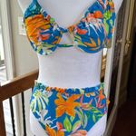 Cupshe  Tropical Floral Underwire Bikini - Blue Orange ruffle Photo 2