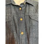 Talbots dark wash denim blouse size 10P 100% cotton goldtone buttons Excellent Photo 1