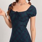 SheIn Tie Ruched Bust Ruffle Hem Tartan Dress Photo 3