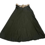 ZARA Green Maxi Skirt with Woven Belt Flare A Line Midi Length linen blend XS Photo 0