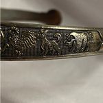 None Vintage Chinese Zodiac Bangle Bracelet Sterling Silver 925 Etched Design Photo 3
