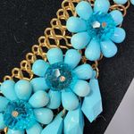 Vintage Aqua Blue Flower Bead Necklace and Earrings Set Photo 4