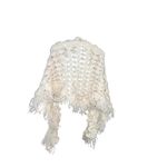 VTG 1980’s Handmade Crochet Poncho Shawl Cape Cream Fringe Boho Hippie Photo 6