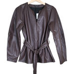 Banana Republic  Women's M Brown Faux Leather Belted Blouse  NEW Photo 0
