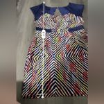 BCBGeneration Midnight Blue Multi Zebra Stripe Short Sleeve Mini Dress Sz 8 NEW Photo 8