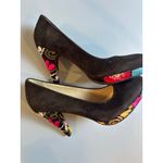 Artemis Black Heel Embroidery EU 40 US 9 Floral Red Bottom Artisan Photo 4