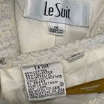 Le Suit  Metallic Skirt Suit Set Women's Size 14 Holiday 2 Piece Silver Cotton Photo 13