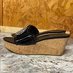 Coach  Judith Black Patent Leather Cork Wedge Sandals Photo 3
