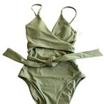 Aerie  Wrap One Piece Swimsuit S Long Olive Fun New Photo 14