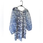 STAUD Garden Balloon Sleeve Shift Dress In China Blue Toile Photo 11