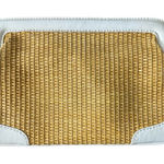 J.Crew  Straw White Faux Leather Trim Clutch‎ Bag Checkered Interior Photo 0