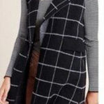 Anthropologie By  Quinn Windowpane Plaid Open Front Longline Vest One Size Photo 0
