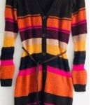 H&M  Long Cardigan XS NWT Wool Striped Belted Tunic Colorful Striped Cozy Warm Photo 0