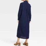 Universal Threads Universal Thread Long Sleeve Navy Blue Midi Shirt Dress Medium Photo 1