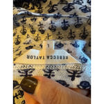 Rebecca Taylor ‎ Shirt Women Large Blue White Linen Floral hort Sleeve Tee Boho Photo 7