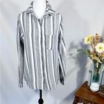 STARK X Double Layer Lightweight Gauze Cotton Button Up Striped Shirt Sz M💛 Gray Size M Photo 10