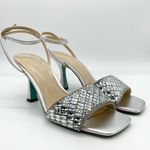 Betsey Johnson Silver Rhinestone Heels Glam Strappy Sandals, Metallic Party 9 Photo 1