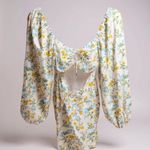 Sabo Skirt  XS Floral Mini Dress Long Sleeve Cut Out Back Tie Cottagecore Photo 0