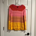 Talbots  100% Cotton Open Knit Sunset Ombré Color Crewneck Sweater Size M NWT Photo 2