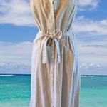 Max Studio Sophie Max Dress Maxi Women M  New Tan White Pinstripe Summer Photo 11