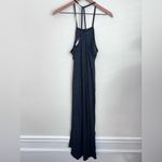 Free People  beach black speckled tank midi dress side slits lightweight Flax Lin Photo 3