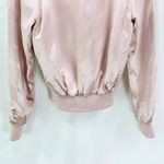 90s Vintage ACROBAT Womens Bomber Track Jacket Pink Silk Zip Up Rhinestone "D" Photo 8