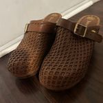 Juicy Couture  braided leather clogs, Size 8.5 brown, wood, heels, vintage y2k Photo 9