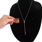 Zipper Lariat Bolo Style Necklace With Matching Earrings Gold Photo 3