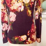 Talbots  Luxury Merino Wool Floral Sweater Burgundy Gold Pink XS Photo 7