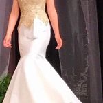 White & Gold Mermaid Dress Size 0 Photo 1