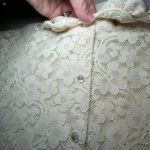 Vintage Sunny South Dallas Lace Blouse 80s Sheer Floral Ruffle Pearl Button Sz 8 Photo 5