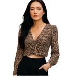 ZARA 🔵 SALE 3/$25  CROPPED ANIMAL PRINT VNECK TOP XS Photo 0