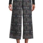 Max Studio  Wide Leg Pull On Pants Cropped Size S Women’s Floral Print Multicolor Photo 0