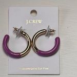 J.Crew Purple and Gold Tone Hoop Fashion Statement Earrings NWT Photo 6