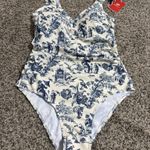 Tidal Play Tm. TIDAL LAU Store 3.8** Womens Sexy one Piece Bow Full Coverage Tummy Control Blue Hand Printed Swimsuits, Cute Photo 7