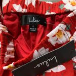 NWT Lulus Flirty Flowers Red Floral Print Wide Leg Pants L Size L Photo 3