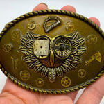 Steampunk Owl Elgin Watch Parts Bronze Belt Buckle Photo 0