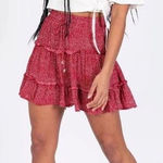 Princess Polly  red floral print mini skirt size 0 women’s Photo 0