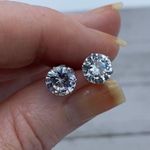 Stainless Steel 9mm Clear CZ Stud Earrings Silver Photo 0