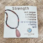 Energy Muse Strength Red Jasper, Carnelian, Sunstone & Charoite Beaded Necklace Photo 11
