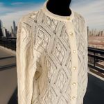Wintuk Vintage 60s Off White Dupont Acrylic Diamond‎ Knit Cardigan Sz S ? Photo 1