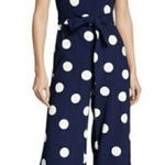 Karl Lagerfeld  Paris Women's Navy Polka Dot Wide Leg Sleeveless Jumpsuit Size 6 Photo 0