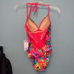 KikiRio Juno Halter One Piece in Coral Tropic Size Medium Red Photo 2